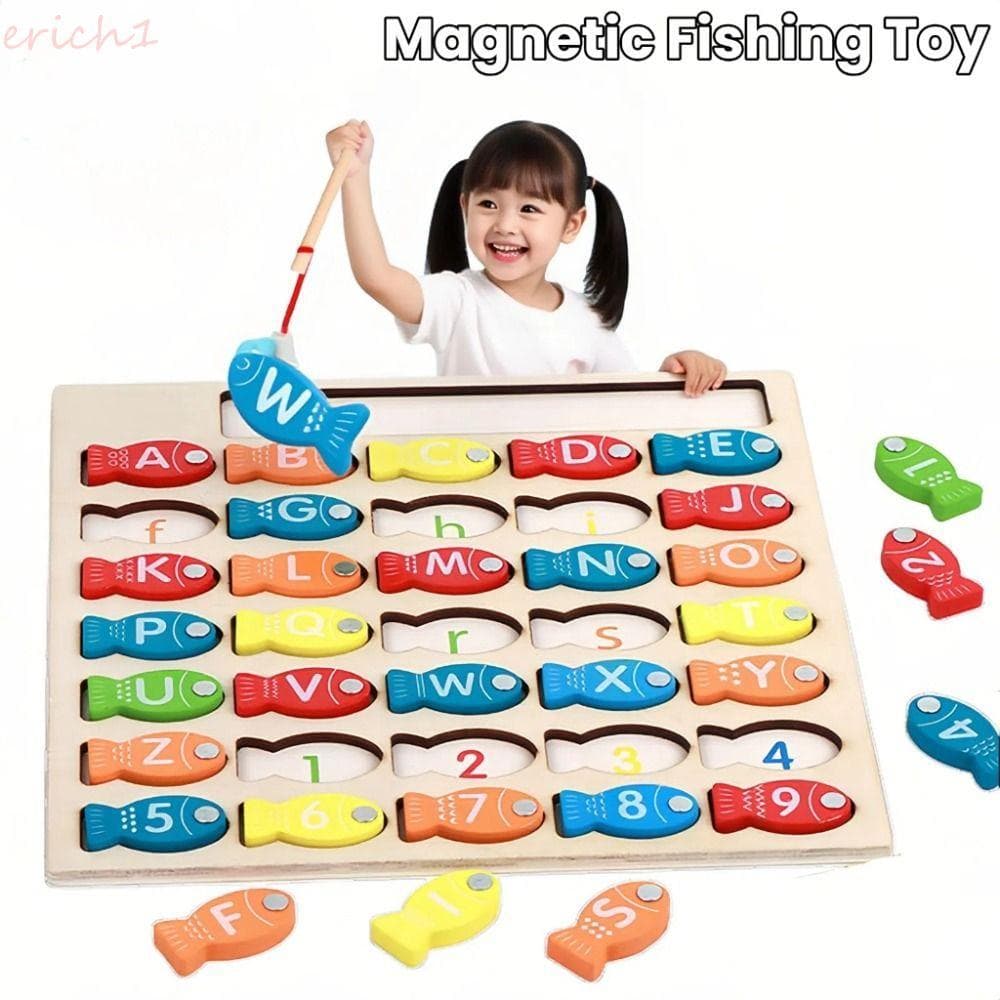 Quebra-Cabeça De Número De Letra , Brinquedos Educativos Infantis De Pesca , Brinquedo De Jogo De Tabuleiro De Colorido