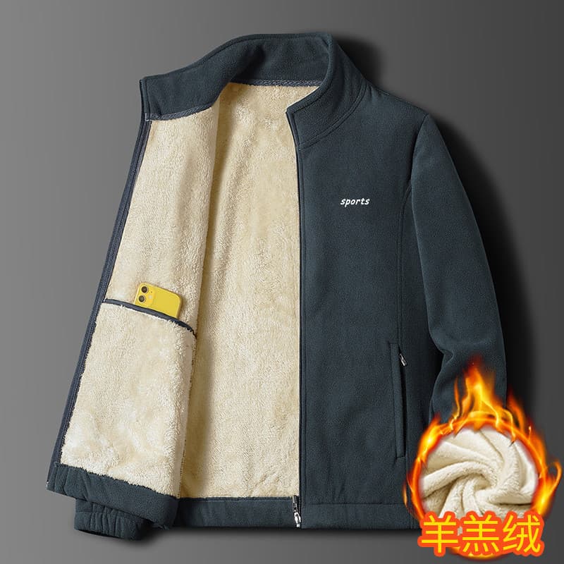 Jaqueta de lã Polar masculina de meia-idade, jaqueta Casual com gola masculina, novo estilo, outono inverno, jaqueta de 