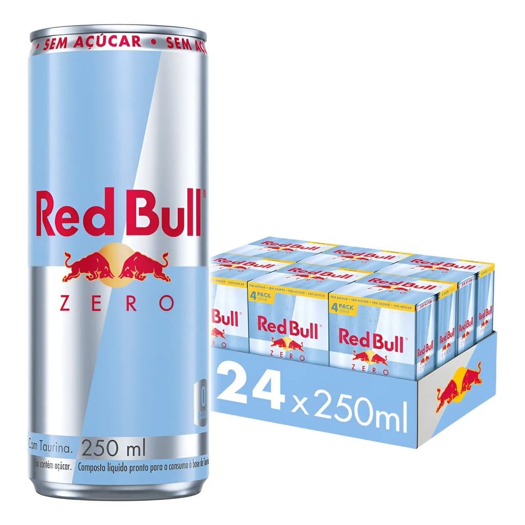 Pack de 24 latas Red Bull Energético, Zero, Sem Açúcar, 250ml