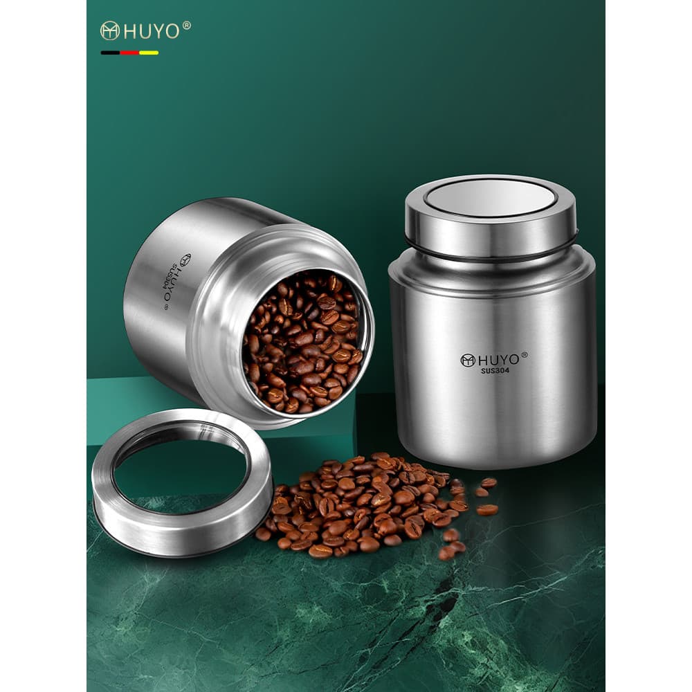 Jarra selada de grãos de café em aço inoxidável 304, jarra de armazenamento de pó de café de qualidade alimentar, jarra 