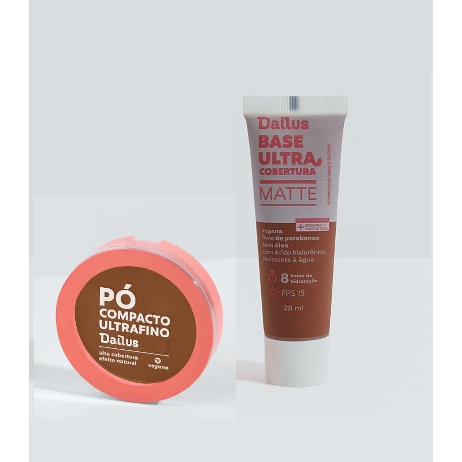 Kit Pele Dailus Base Líquida + Pó Compacto *Escolha sua Cor* CORES:KIT BASE + PÓ D11
