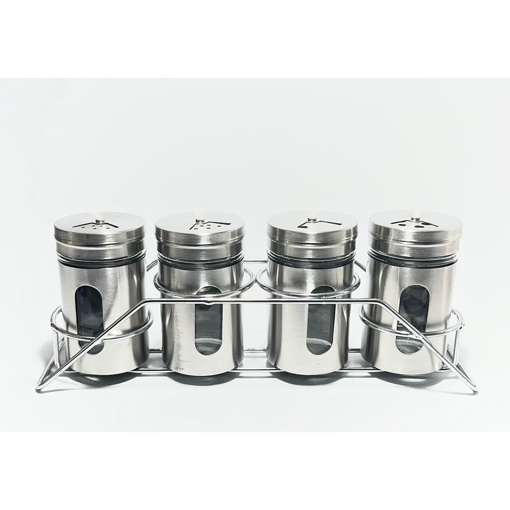 Kit Condimentos Vidro E Inox 4pc