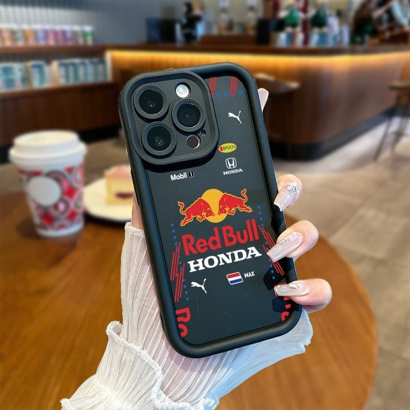 Capinha para iPhone 17/16/15/14/13/12 Pro Max capa celular red bull f1 corrida moldura câmera preta anti queda