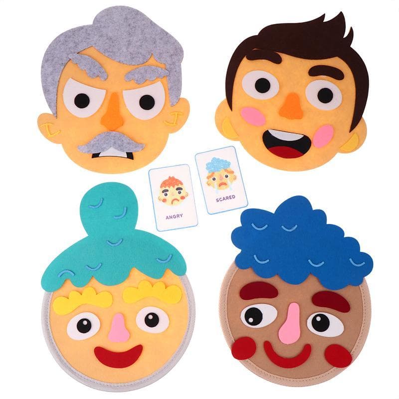Montessori Jogo De Expressão Facial DIY De Feltro Stiers Mudança Emocional Brinquedo Crianças Brinquedos Educativos Mate