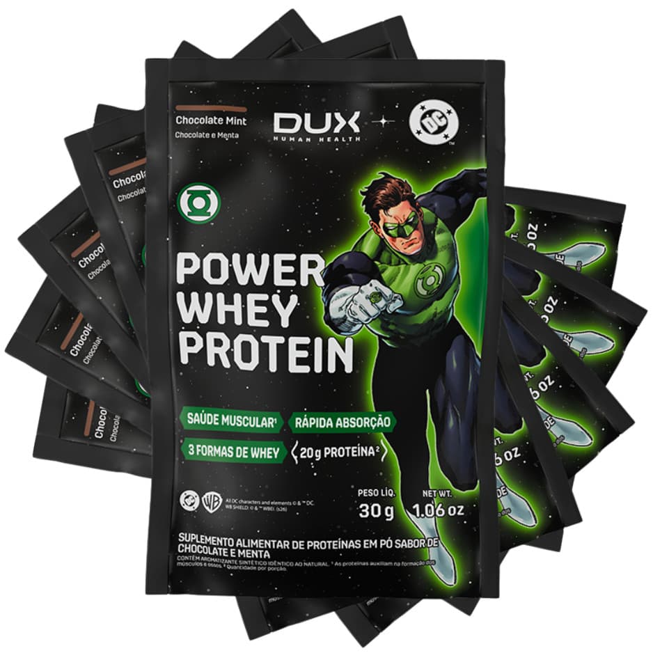 KIT 5 UN SACHE POWER WHEY PROTEIN DUX DC - CHOCOLATE MINT
