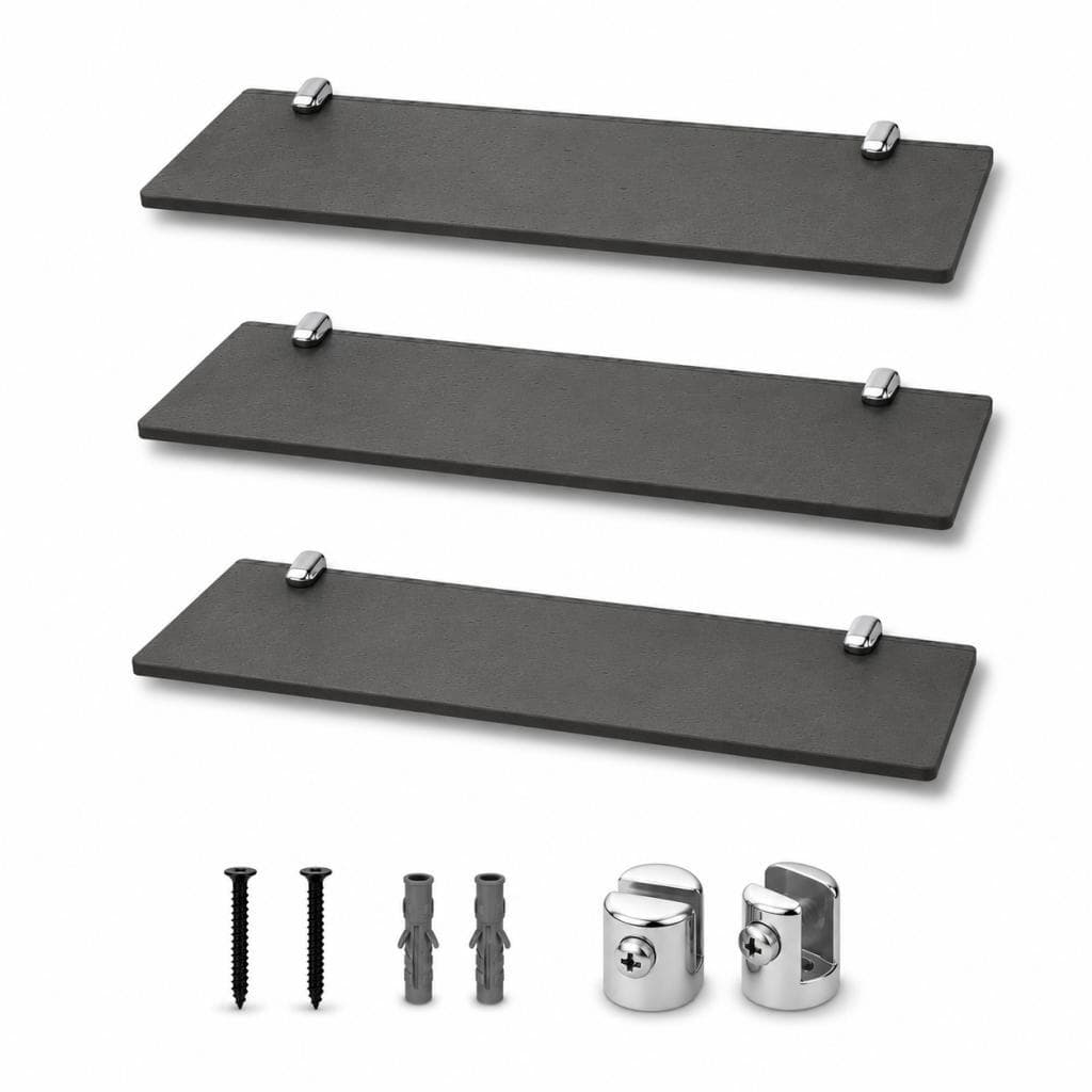 Kit 3 Prateleiras Parede Multiuso 30cm Vidro Fumê Suporte Cromado Banheiro Cozinha