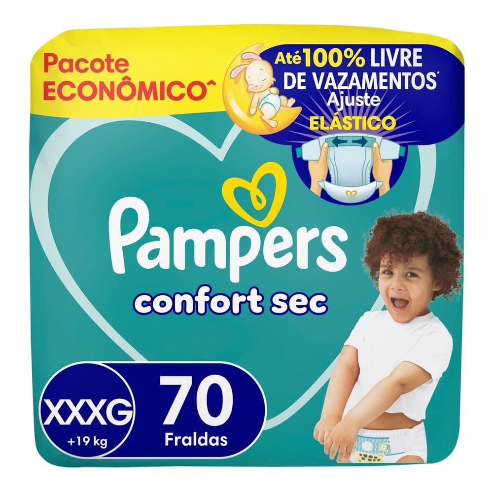 Fralda Pampers Confort Sec Tamanho XXXG 70 Unidades Descartáveis