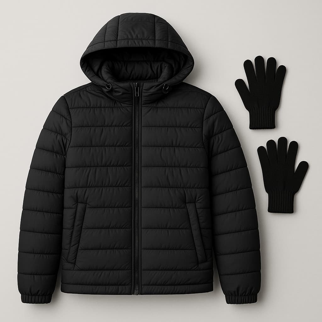 Kit Jaqueta Bobojaco + Par de luvas. Jaqueta bobojaco, e luva de frio Masculino. Kit luva e jaqueta. - Para o Dia a Dia