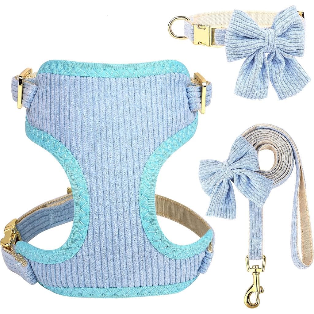 Coleira e Guia para Cães Pequenos Didog Cute, Coleiras e Guias Ajustáveis com Laço, Colete para Cães com Almofada de Mal