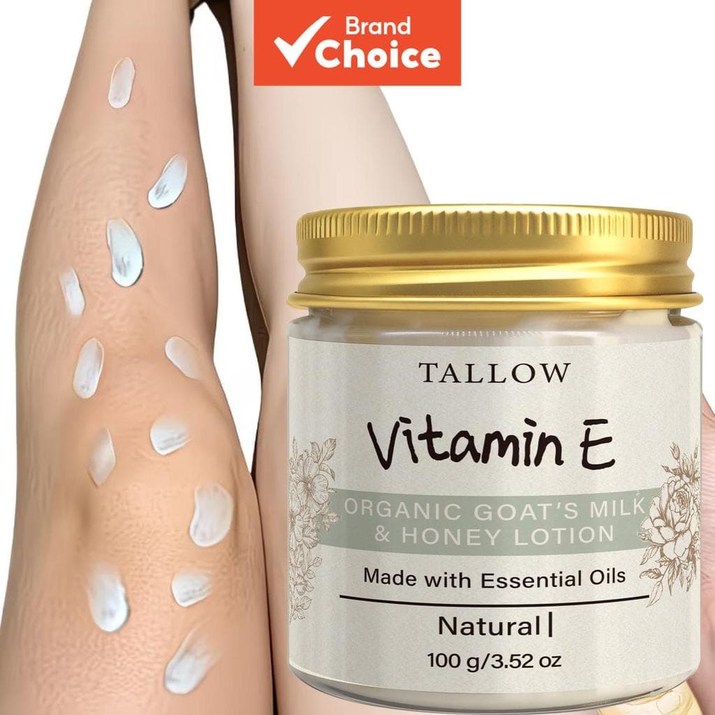 Loção Corporal Natural de Banha de Vitamina E Leite de Cabra e Mel 100g/3,52oz, Creme Corporal Hidratante de Óleo