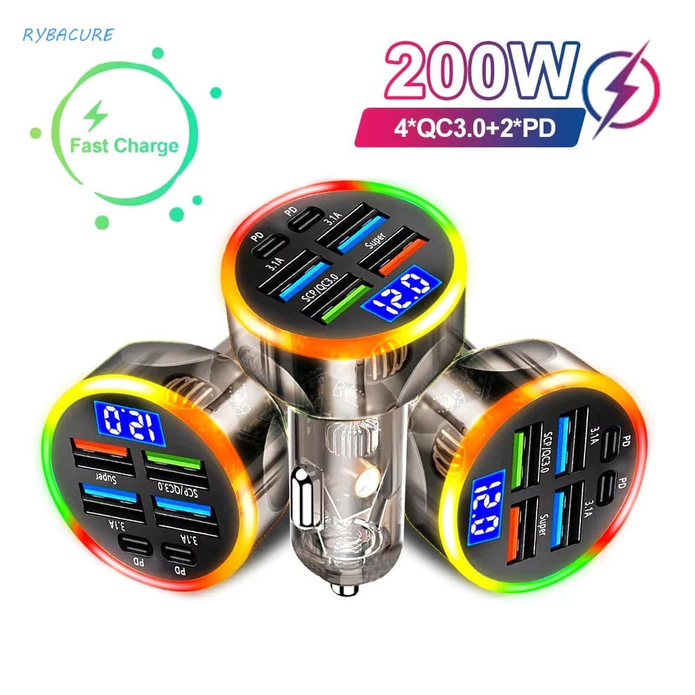 Carregador De Carro Para Celular , Saída USB Dupla , Carregamento Rápido , 6 Portas , Carregadores , Mini Adaptador De