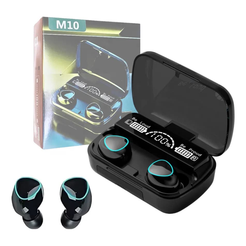 Fone De Ouvido Bluetooth Tws M10 Resistente A Água Cor Preto Fone De Ouvido Bluetooth Tws M10