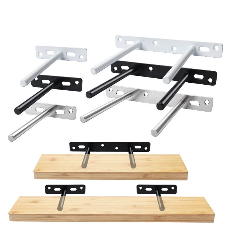 Suporte flutuante invisível montado na parede, preto, suporte fixo oculto, suporte de prateleira oculto em forma de T de