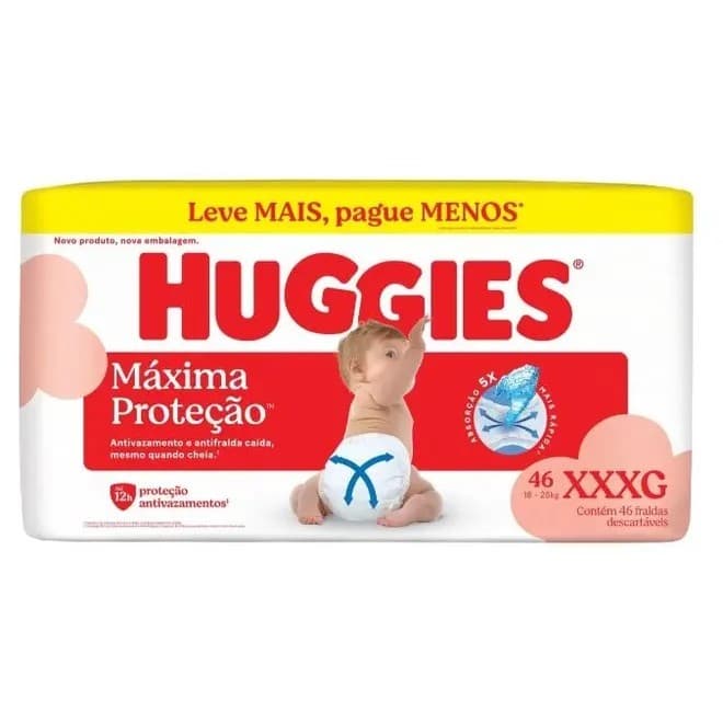 Fralda Huggies Supreme Care Hiper XXXG 46 Unidades
