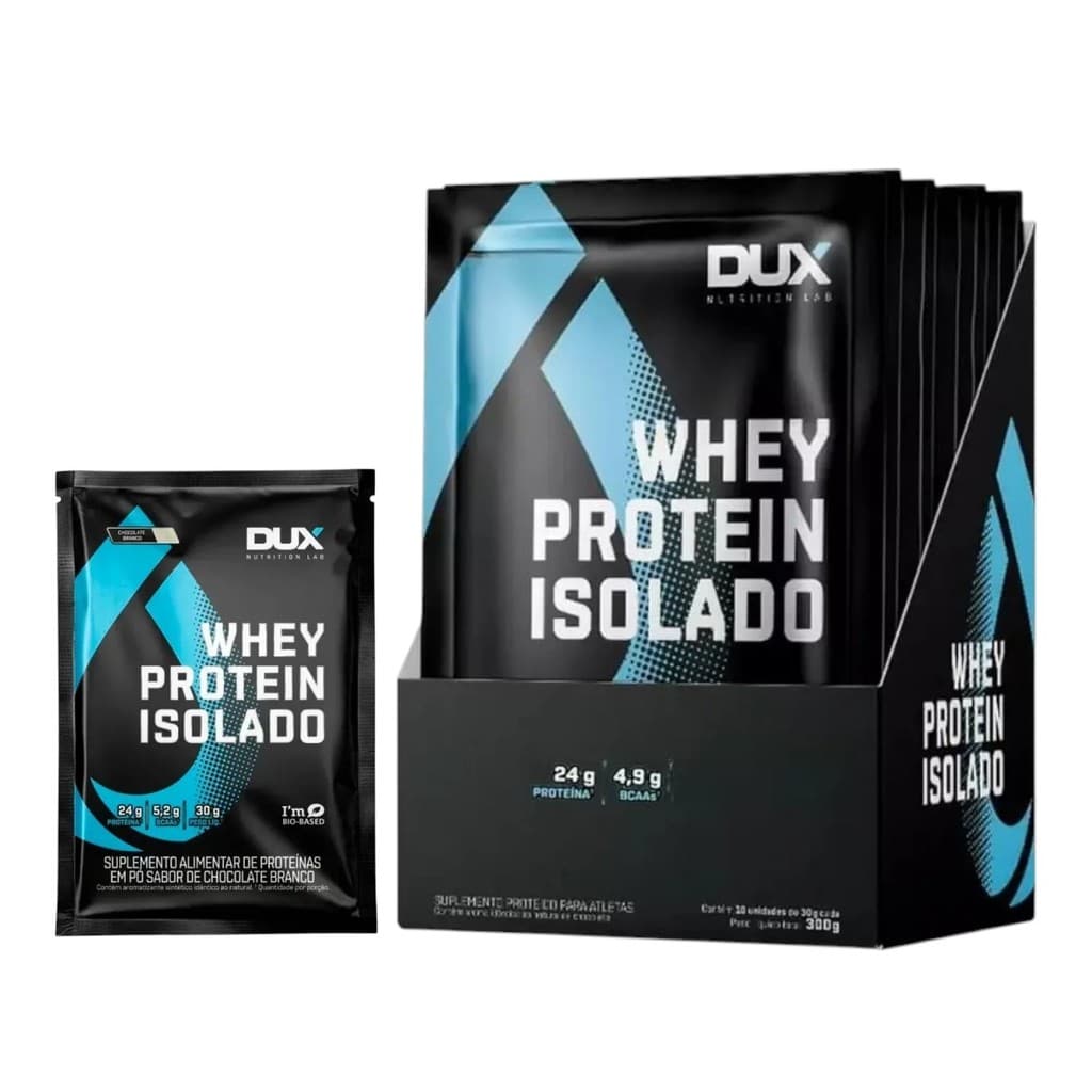 Whey Protein Isolado Sachê 30g Chocolate Branco 10un Dux