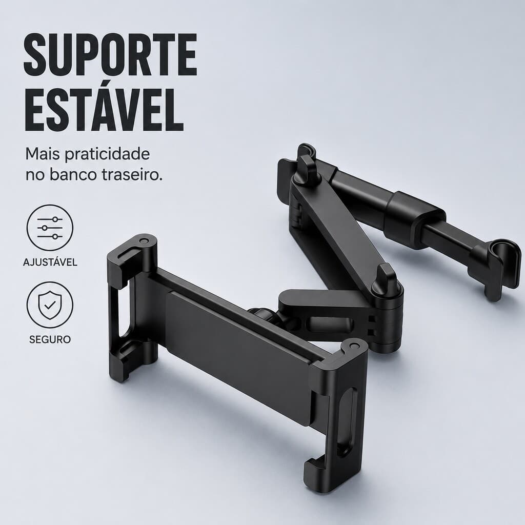 Suporte de Carro para Celular e Tablet com Estrutura Ajustável para Passageiros