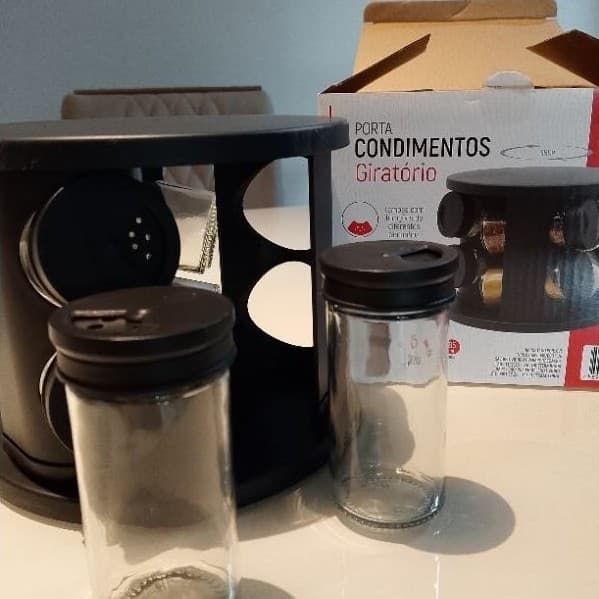 Porta Condimentos Giratório com 6 Potes – Organizador de Temperos para Cozinha