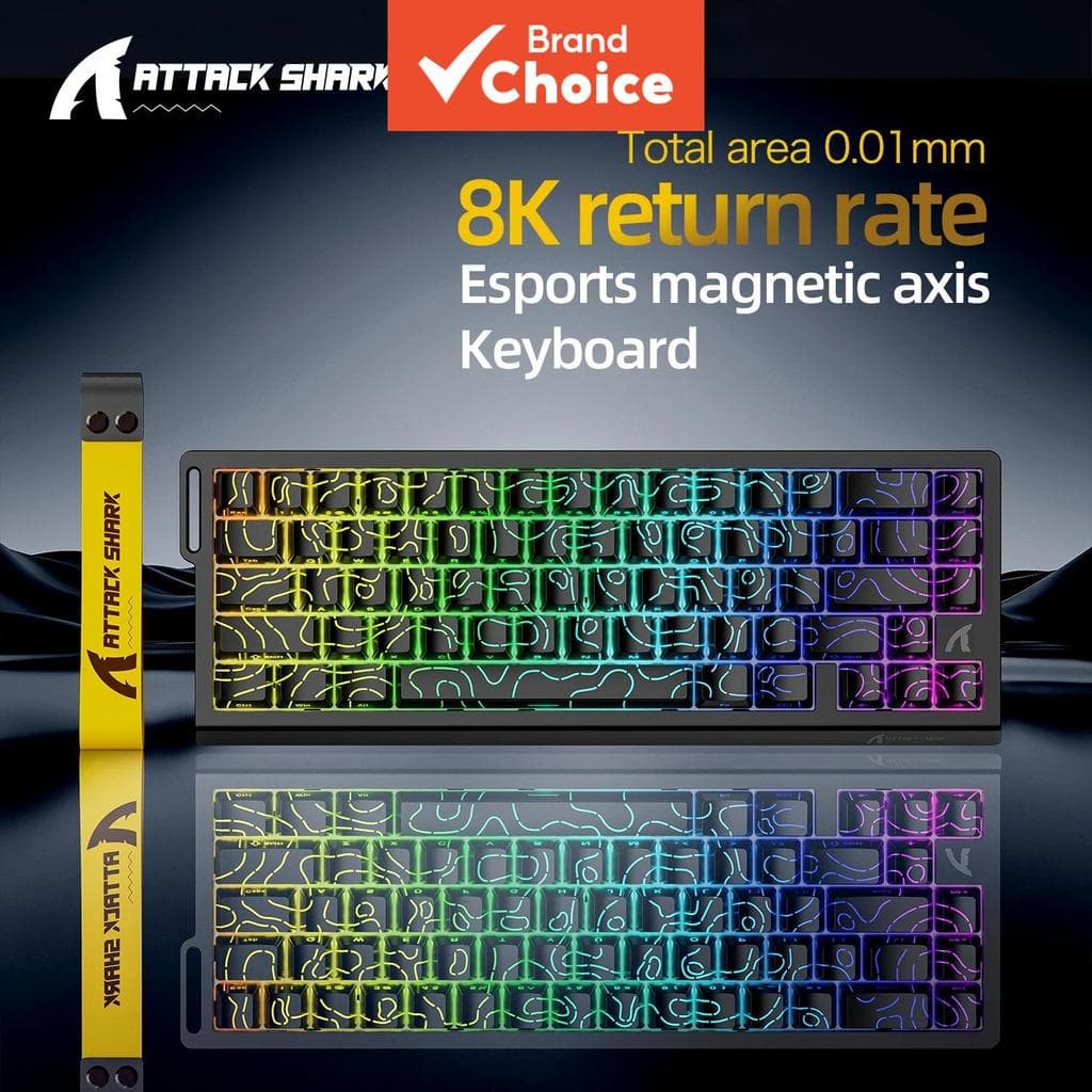 Teclado de Jogos com Switch Magnético Shark X68HE, Taxa de Polling de 8KHz, Gatilho Rápido de 0,01 mm, Teclado Mecânico