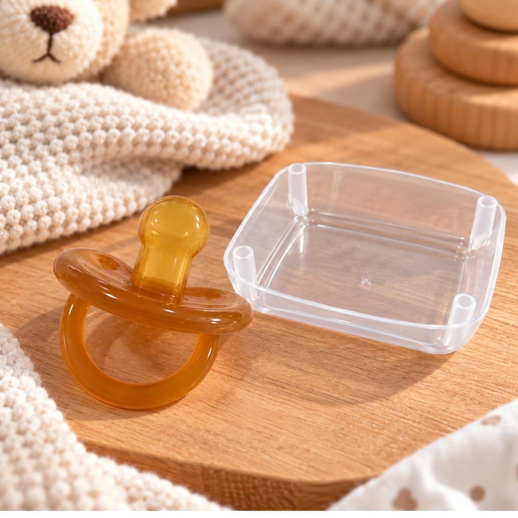Kit Chupeta Retrô Orto Ortodôntica Tamanho 2 com Bico Chato para Bebê + Porta Chupetas