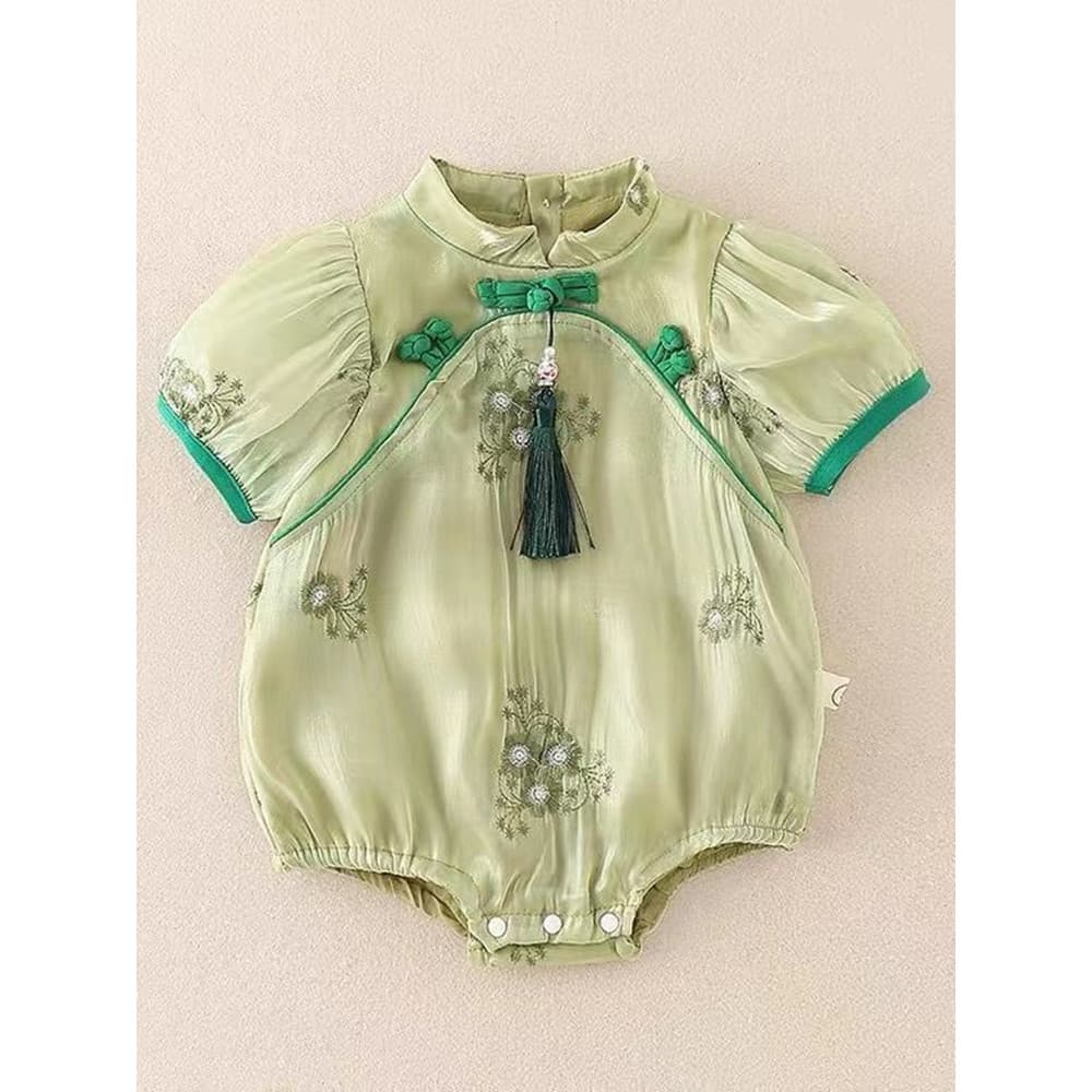 Feminino bebê verão influenciador bebê menina Cheongsam envoltório roupas estilo fino estilo verão estilo chinês roupas 