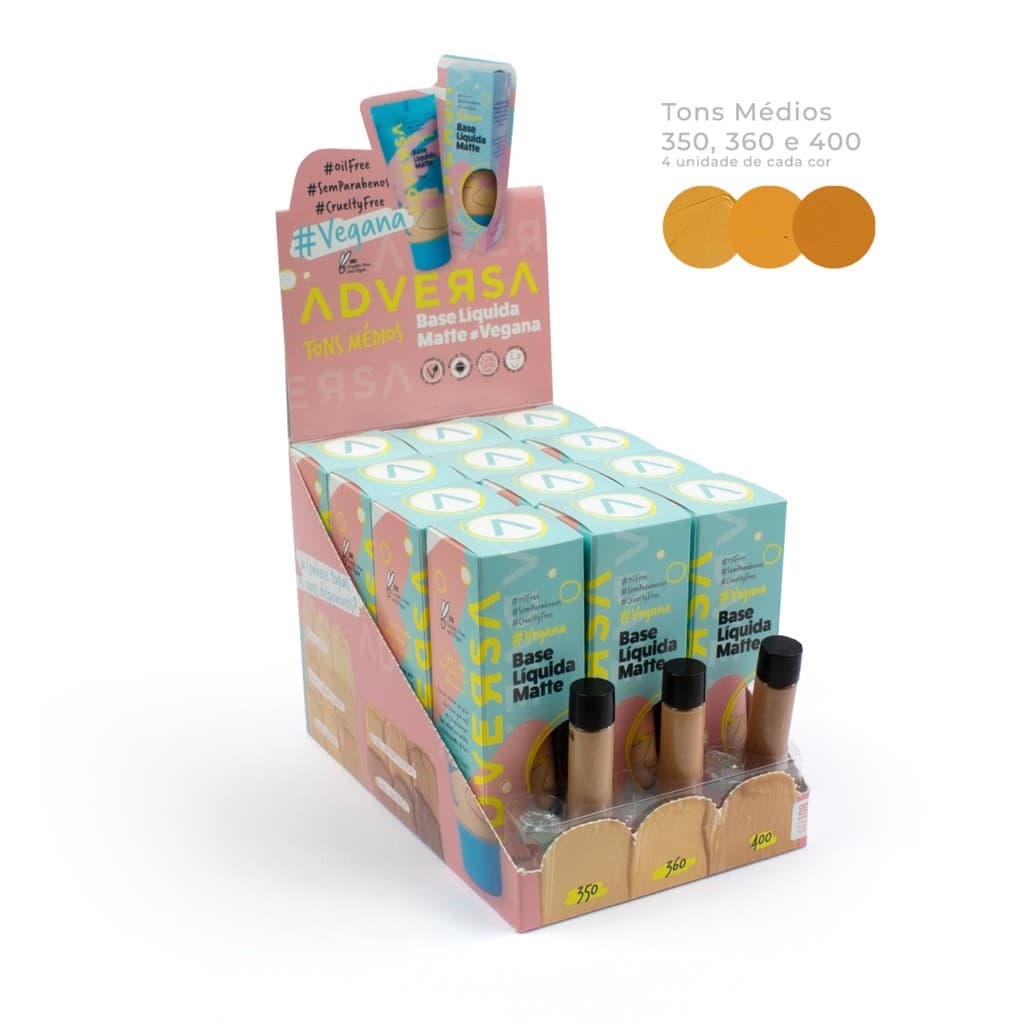 BASE LÍQUIDA MATTE TONS MEDIOS VEGANA ADVERSA AD108