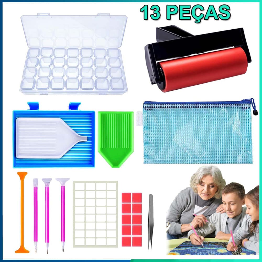 13PCS Ferramentas De Pintura 5D DIY Resina Diamantada Artesanal Caneta Diamante Anti-Derrapante Bandejas Diamantadas