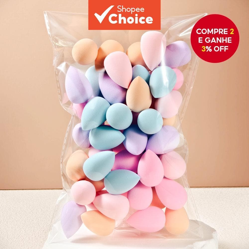  Mini Esponja de Maquiagem 30/50/100 unidades, Esponja de Base de Beleza, Perfeita para líquidos, cremes e pós, Esponja