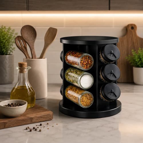 Porta Condimentos Redondo Giratório 9 Potes 85ml Dosador | Organizador Temperos Cozinha Compacto