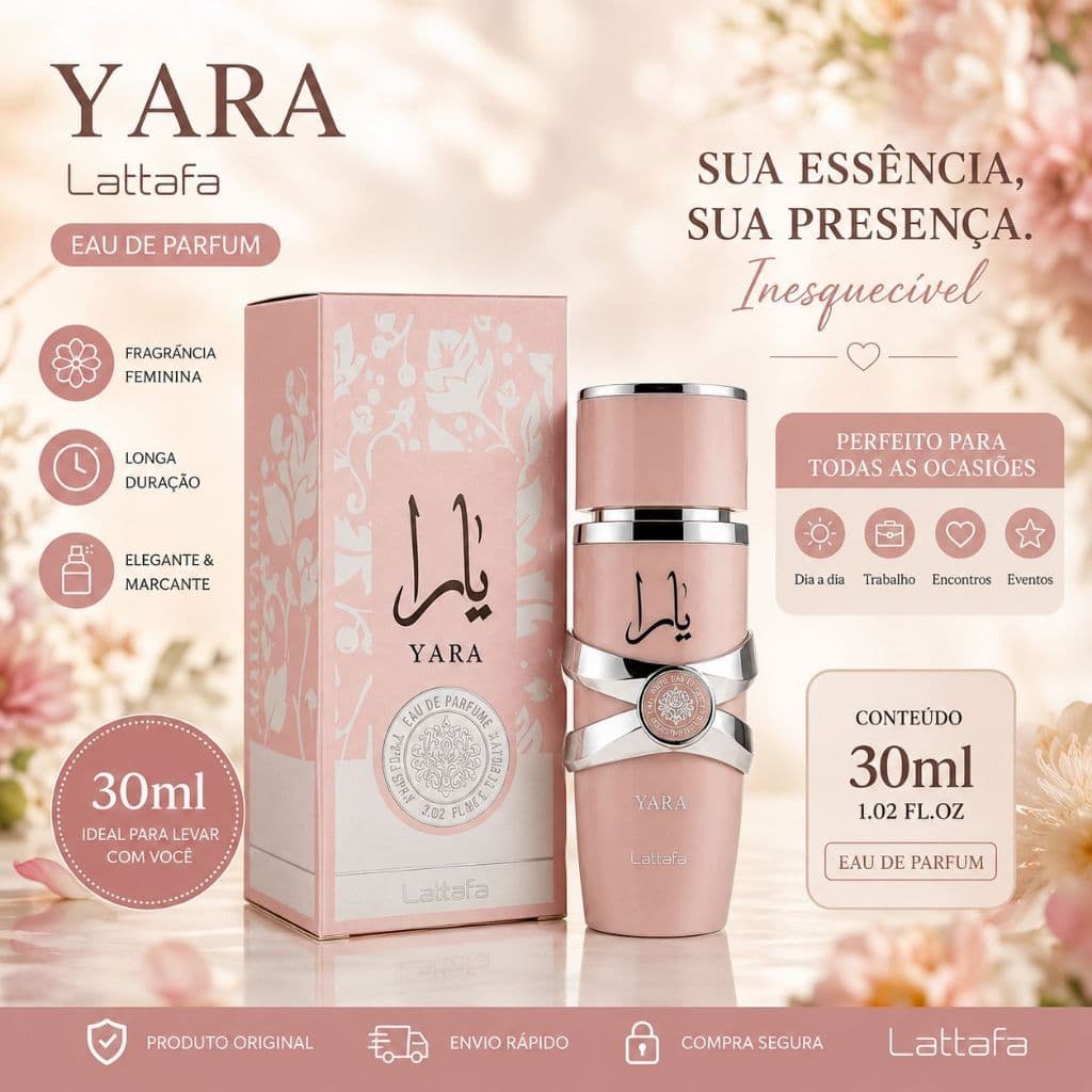Lattafa Yara EDP 30ml Perfume Feminino Original Importado Alta Fixação