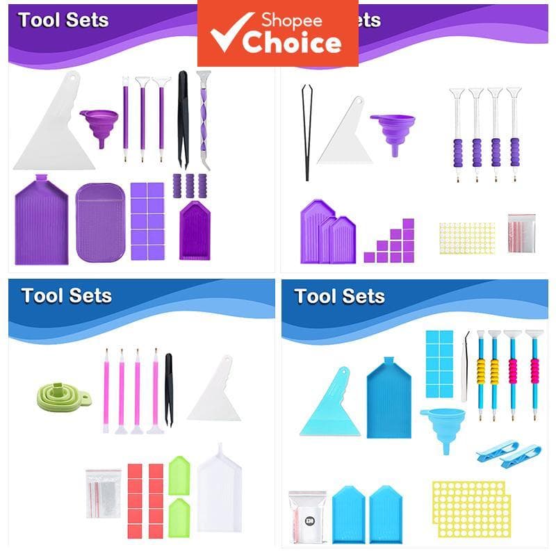 Kit De Ferramentas De Pintura De Arte Diamante Com Bandejas Clipes Antiderrapantes Pinça Cola Caneta 5D DIY Mosaico Bord