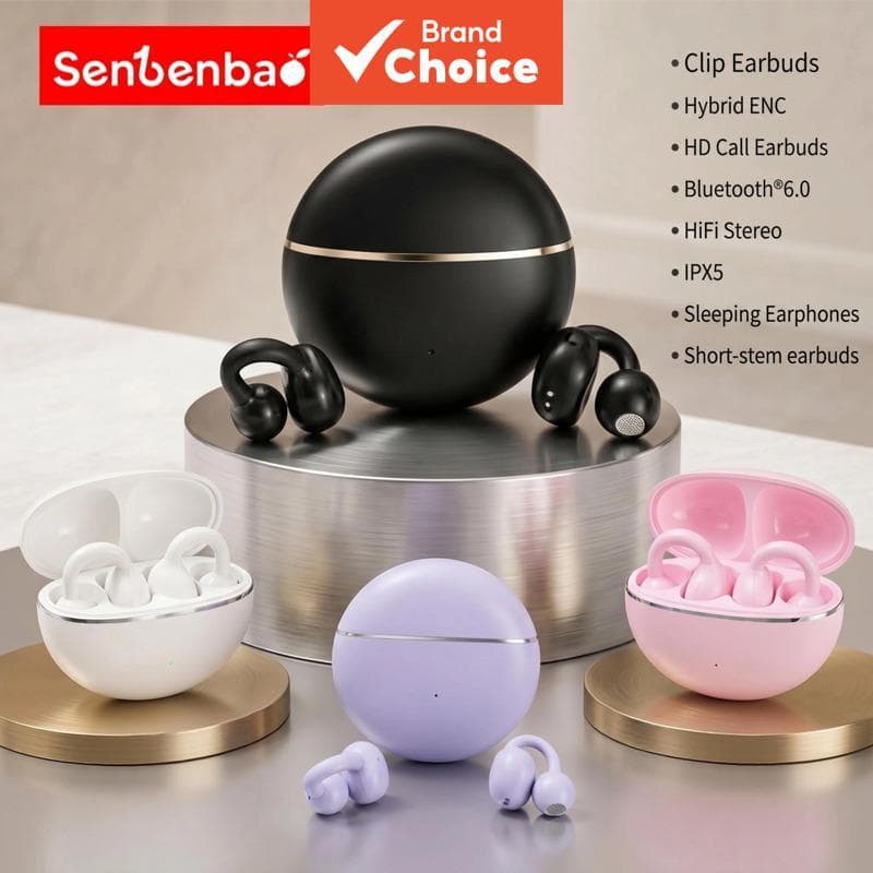 Senbenbao XF36 Fones De Ouvido Mini Clipe De Orelha Bluetooth ENC Com Cancelamento De Ruído Duplo Microfone HiFi Sem Fio