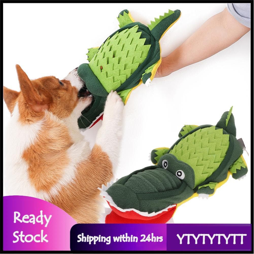 Ytytytytt Brinquedos de mastigar para cachorro crocodilo, brinquedo interativo de comida escondida para treinar jogar