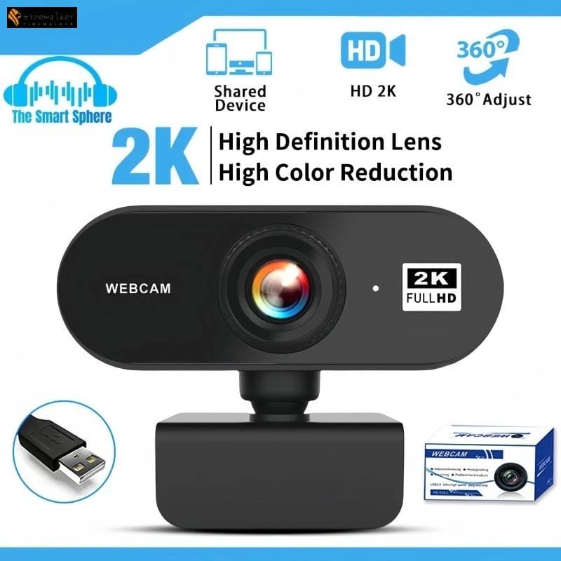 Webcam 2K 1080P 720P Full HD Com Microfone Para PC Laptop Chamada De Vídeo USB
