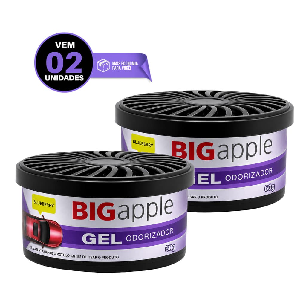 Kit 2 Cheirinho Carro Odorizante Em Gel Blueberry 60g Automotivo Para Carro Fragrância Premium Big Apple Gel