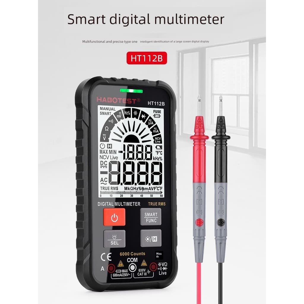 Huabo HT112A/B Multímetro Digital Ultrafino de Alta Precisão Automático Inteligente Anti-Queimadura Display Digital