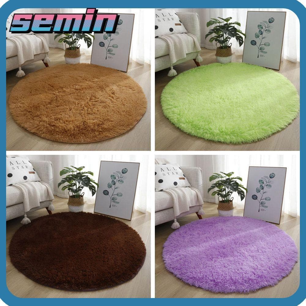 Tapetes De Sala De Estar SEMIN , Tapete Redondo Antiderrapante Espesso De Pelúcia Macio De Cor Sólida De 40 Cm