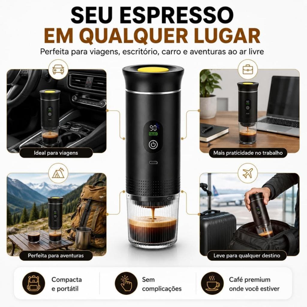 Cafeteira Máquina de Café Expresso Portátil 3 em 1 Elétrica para Cápsulas