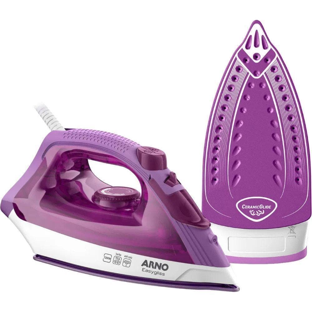 Ferro de Passar a Vapor Arno Easygliss FE01 1200W Cerâmica Lilás e Branco 220V
