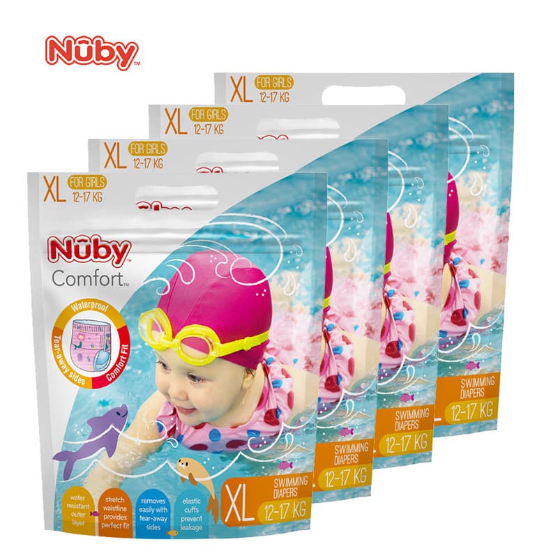 Fraldas de natação NUBY NUBY Calção de banho para bebês Fraldas descartáveis secas e respiráveis à prova d'água 3 peças 