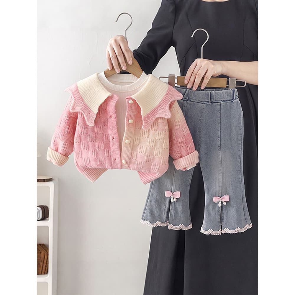 Menina dopamina terno primavera outono roupas infantis bebê menina estilo ocidental bebê dividir menina outono terno de 