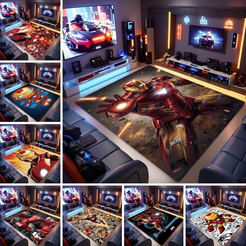 Marvel Homem De Ferro Dos Desenhos Animados Flanela Tapete Macio Antiderrapante Área Crianças Quarto Sala Estar Decoraçã