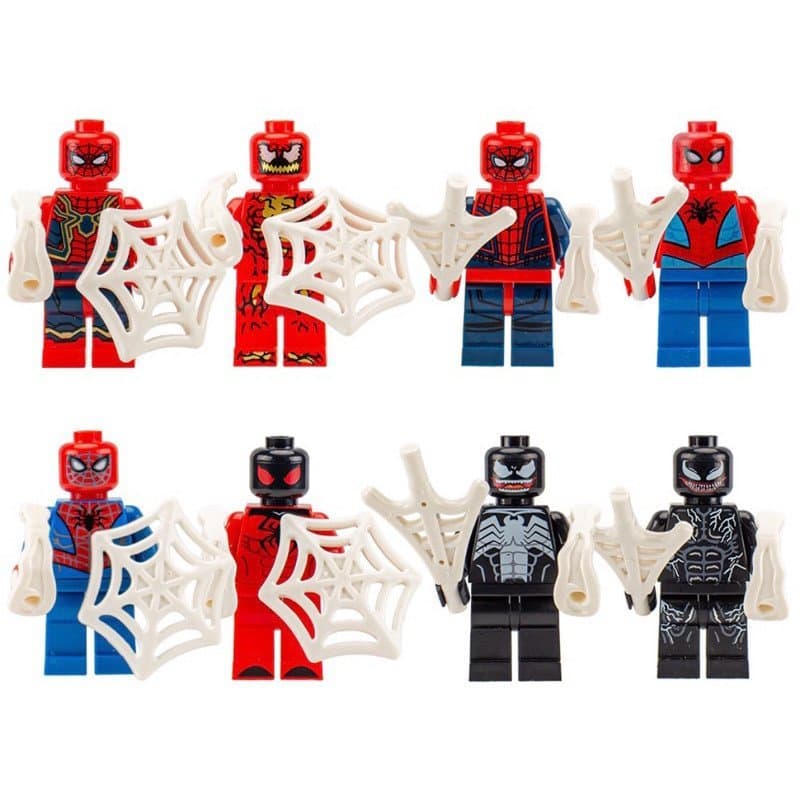 Kit 8 Figuras Lego do Homem-Aranha Blocos de Montar Super-Heróis Vingadores