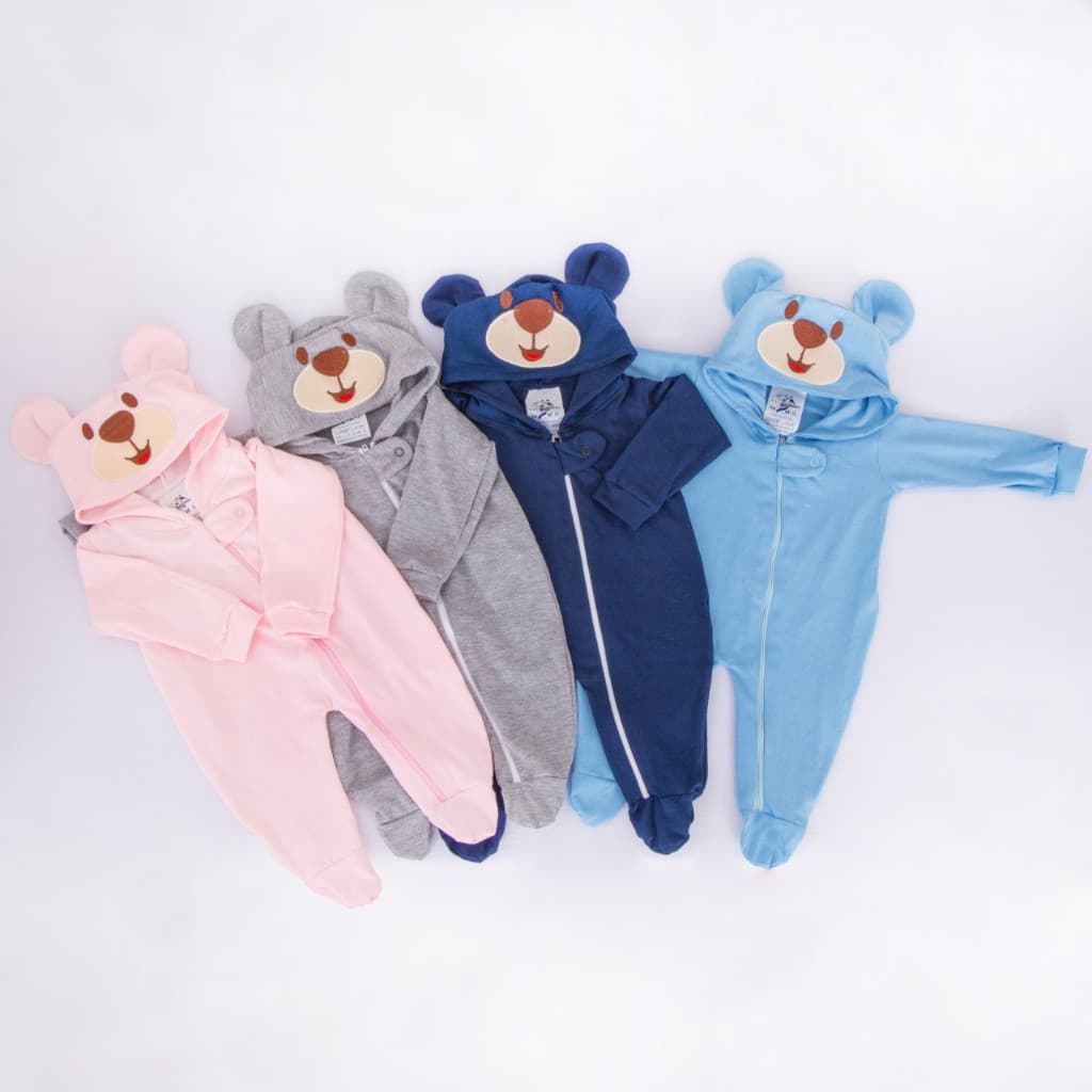 Macacão Bebê De Urso Roupa de Bebê Menino e Menina Com Capuz