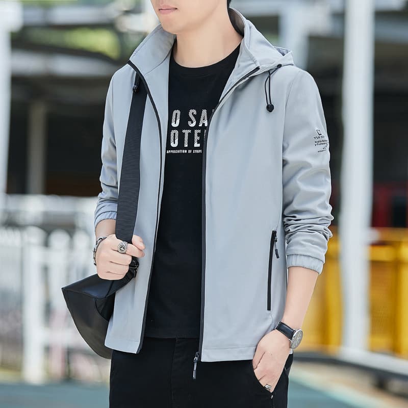 Jaqueta corta-vento masculina simples, modelo novo 2026, jaqueta casual masculina com capuz e corte solto, jaqueta mascu