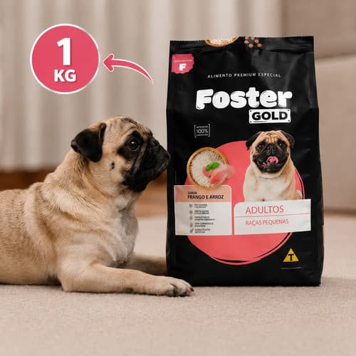 Ração Para Cachorro Raças Pequenas 3kg Foster Frango e Arroz Alimentação Completa Cães Adultos