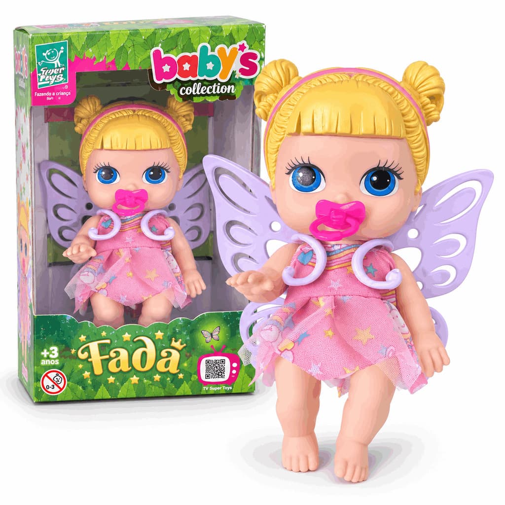 Boneca Mini Fada Loira Articulada Com Asas Babys Collection Alive Super Toys Virtual Baby