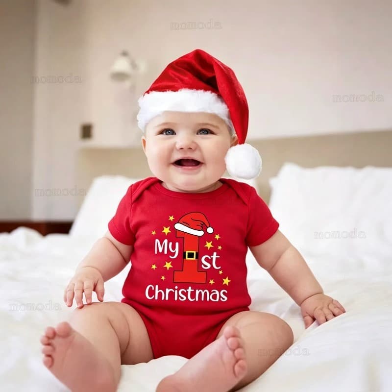 Macacão De Natal Para Bebê Menino Menina Primeira Roupa Papai Noel Onesie Infantil Tema Roupas Fotográficas Recém-Nascid