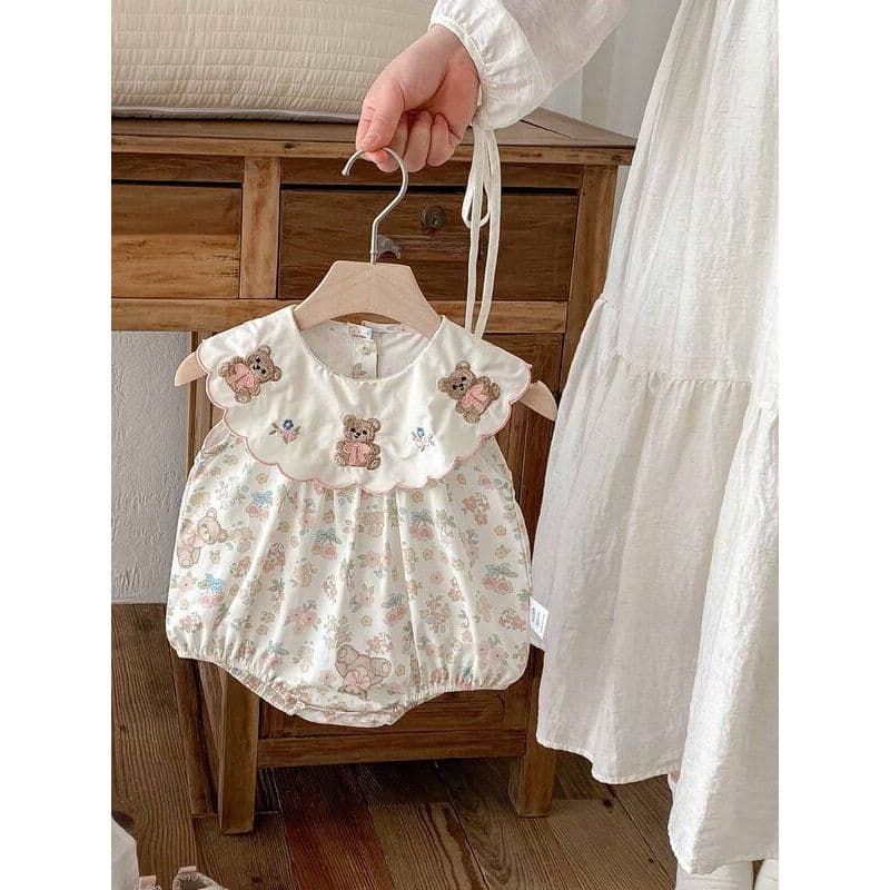 Bebê bebê roupas de verão versão coreana bebê menina macacão bonito urso macacão estilo fino bebê macacão puro algodão b