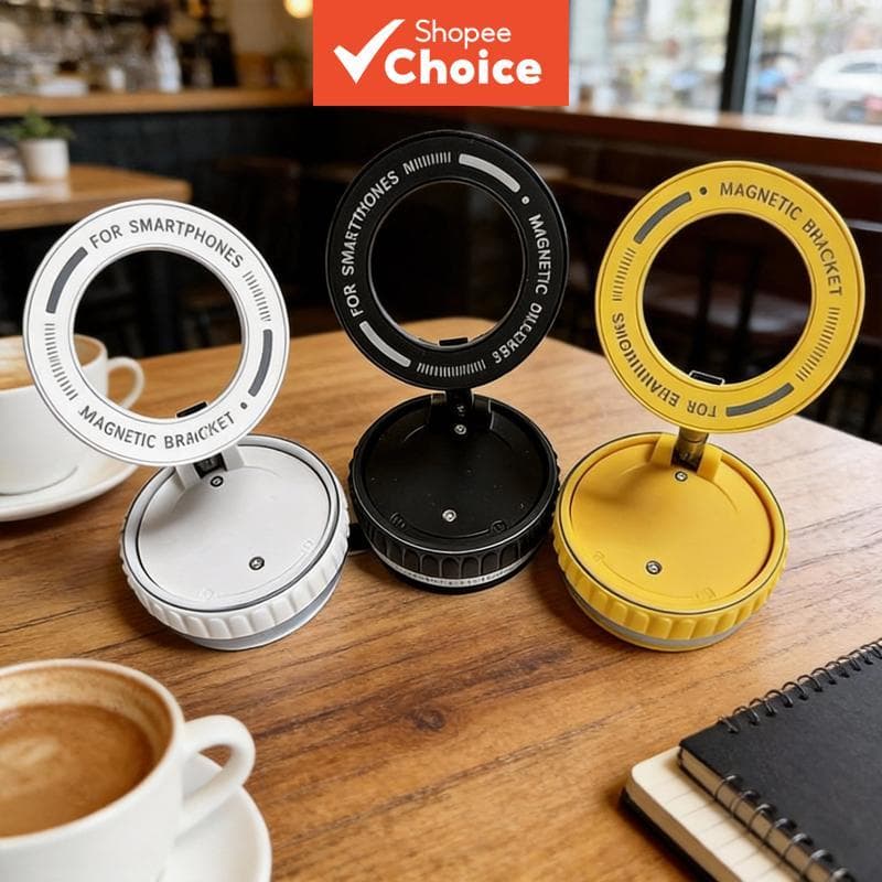 Suporte Magnético de Celular para Carro com Rotação 360°, Ajustável, Dobrável