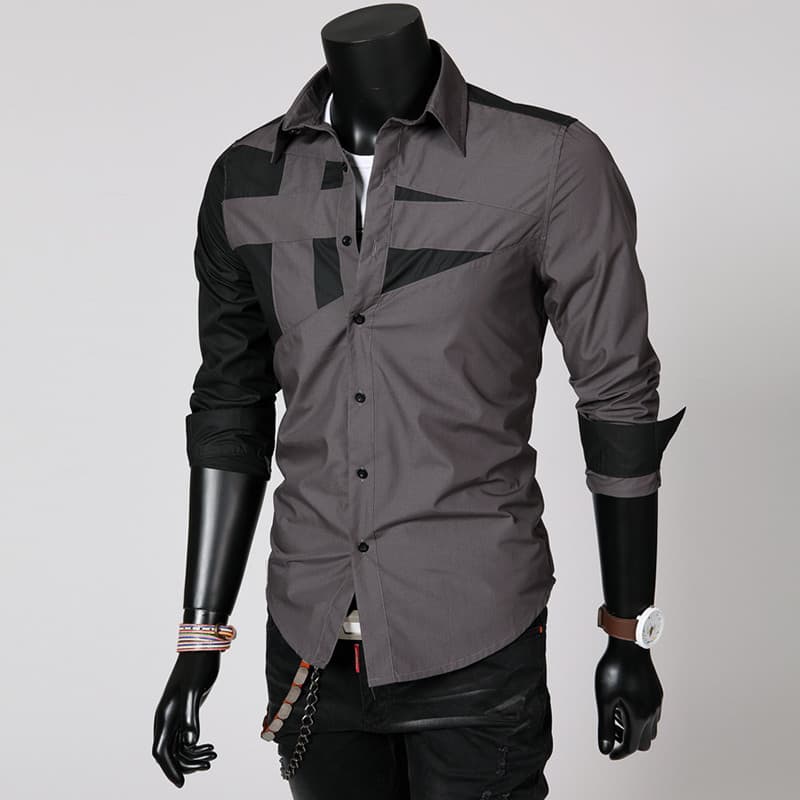 Camisas Casuais Masculinas Slim Fit Camisa Social Para Homens De Negócios